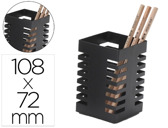 Porta lapis q-connect metal quadrado preta diametro 72 mm altura 108 mm