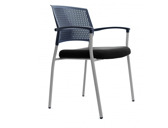 Cadeira rocada confidente bracos fixos estrutura metalica assento tecido anti fogo preto encosto malha 530x600x830 mm