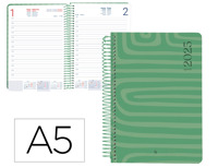 AGENDAS ESPIRAL SYROS A5 2025 DIA PAGINA SIMPLES ESPIRAL VERDE  PAPEL 60GR.