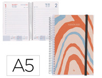 Agendas espiral liderpapel din-A5 2025 Tinos dia pagina capa polipropileno personalizável.